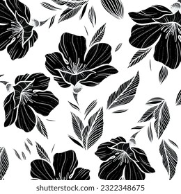 Floral pattern black and white 