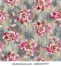 Floral pattern, blur wave effect allover with creative texture endless repeat digital machin printing design saree, suit, kurti, parda, rug, chader, cover, paper, fresh high clarity sharp color image.