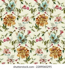 Floral pattern, blur wave effect allover rose creative texture endless repeat digital smooth mixing design saree, suit, kurti, parda, rug, chader, cover, paper, fresh high clarity sharp color image.