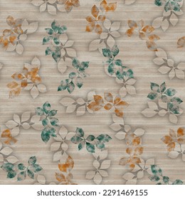 Floral pattern blur wave effect with geometric background texture endless repeat creative digital smooth mixing leaf design saree suit kurti parda rug chader cover paper fresh green yellow old dirty 