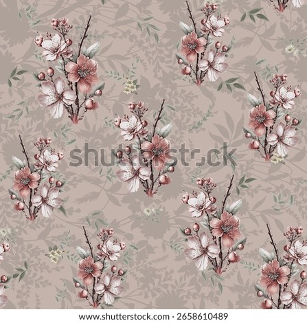floral pattern design in digital look. seamless light background pattern design.