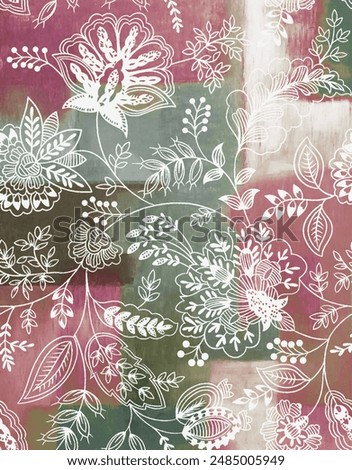 floral pattern with multicolour background texture 