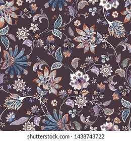Floral pattern on white background. Watercolor print. Seamless texture. Elegant template for fashion prints. Printing with in hand drawn style