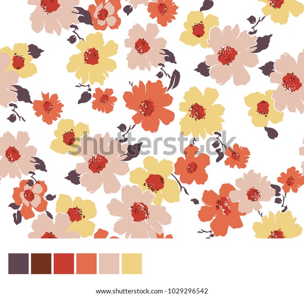 Floral Pattern Shading Technique Beautiful Little Stock Illustration 1029296542