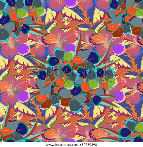 Floral Print Repeating Flower Pattern Modern Stock Illustration 650760898