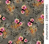 Floral seamless allover pattern with abstract floral background. 