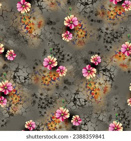 Floral seamless allover pattern with abstract floral background. 