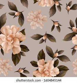 Floral Seamless Gardenia Pattern For Surface Design