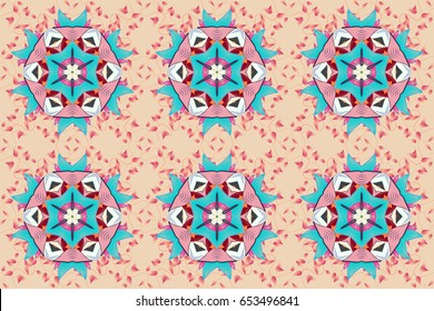 Floral seamless pattern with bright summer flowers in blue colors. Endless raster texture for romantic design, decoration, greeting cards, posters, wrapping, for textile print and fabric.