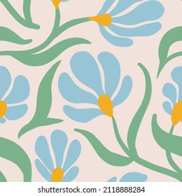 Floral seamless pattern in minimalist style