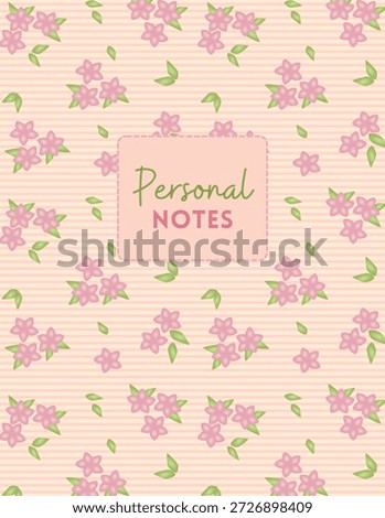 Floral seamless pattern notebook cover art. Printable spring themed cover for notebook, journal, and planner.