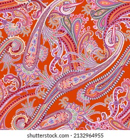 Floral Seamless Pattern With Paisley Ornament