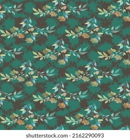 Floral seamless pattern and watercolor flowers   leaves color background  Wild flowers composition  For digital textile print  wallpaper  any type print