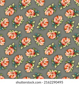 Floral seamless pattern and watercolor flowers   leaves color background  Wild flowers composition  For digital textile print  wallpaper  any type print
