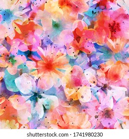 floral seamless pattern. watercolor painting. for textiles, wallpaper fabric