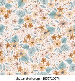 Floral Seamless Pattern. Watercolor Small Flowers Background In Pastel Colors. Print For Textile, Home Decor, Wallpaper, Gift Wrap.