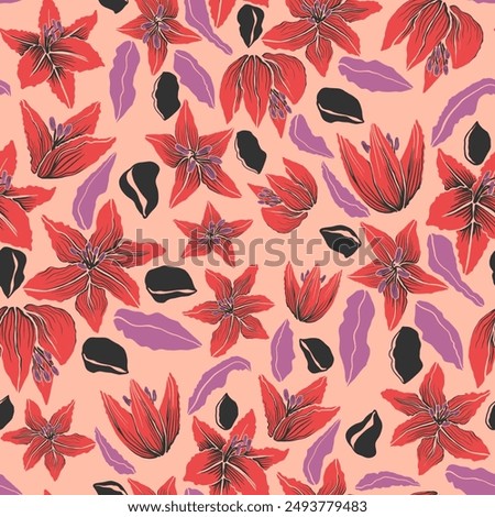 Floral seamless repeating pattern tile