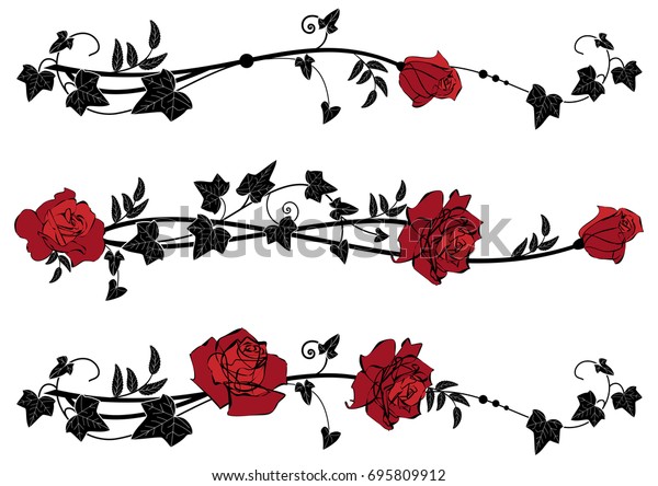  floral set of\
dividers with roses and\
ivy