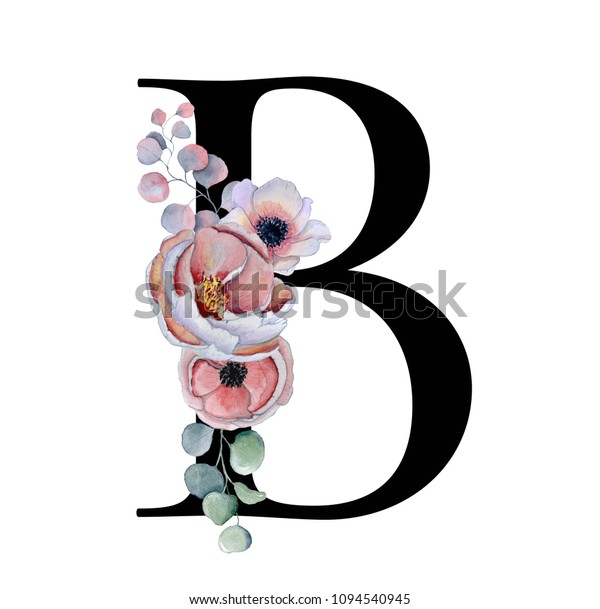 Download Floral Watercolor Alphabet Monogram Initial Letter Stock Illustration 1094540945