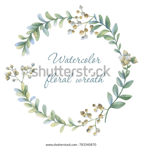 Floral Wreath Botanical Illustrations Watercolor Frame Stock Illustration