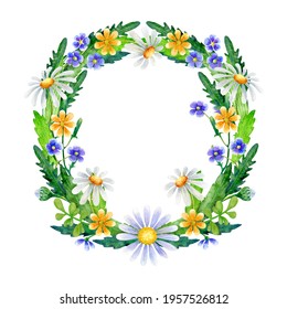 Floral Wreath Watercolor Flowers Background Stock Illustration ...