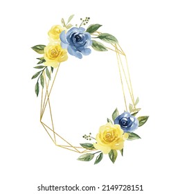 Floral Wreath With Yellow And Blue Roses