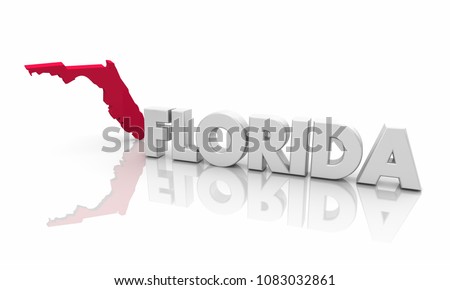 Florida FL Red State Map Word 3d Illustration