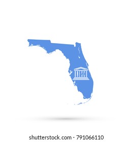 Florida Map In United Nations Educational, Scientific And Cultural Organization (UNESCO) Flag Colors