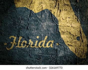 florida outline map on grunge background