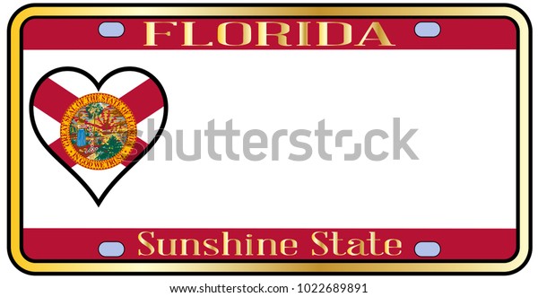 Florida State License Plate Colors State Stock Illustration 1022689891
