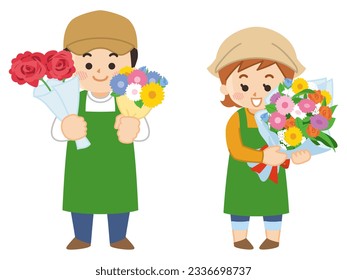 florist man and woman. flower shop. - Powered by Shutterstock