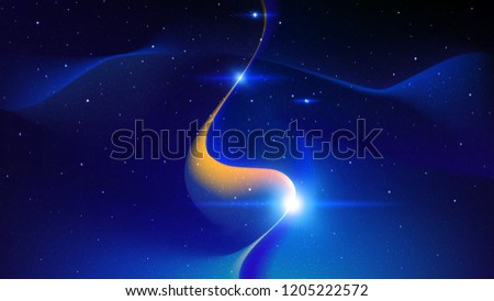 The flow of abstract energy in outer space, energy channel flowing in the universe, on the background of the starry sky
