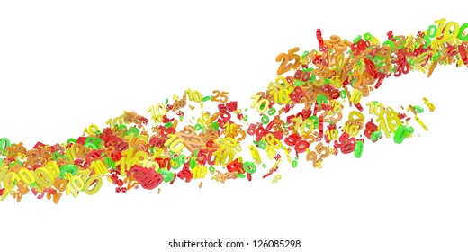 The flow of colored figures. Isolated 3d rendering