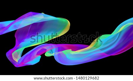 Flow fabric fluttering in the wind, 3d render