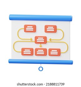 Flowchart Hierarchy Presentation Screen 3D Icon