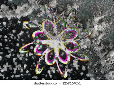 flower abstract line composition background, multicolored floral tetxture backdrop