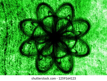 flower abstract line composition background, green floral tetxture backdrop