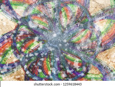 flower abstract line composition background, multicolored floral tetxture backdrop