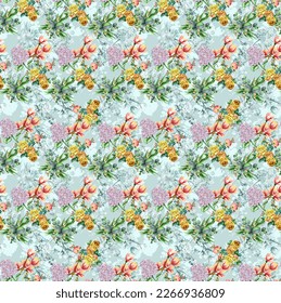Flower Allover Colour Pattern Image Digital Stock Illustration ...
