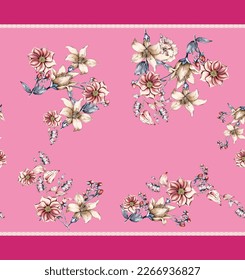 Flower Allover Colour Pattern Image Digital Stock Illustration ...
