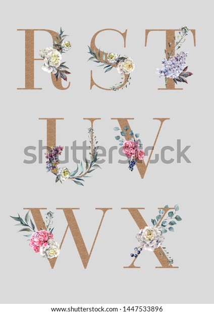 Flower Alphabet Isolated On White Collection Stock Illustration 1447533896