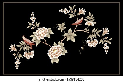 Flower, bird and plant design, the artistic expression of Oriental culture