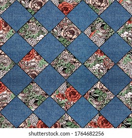 Flower Blue Jeans Pattern Seamless Texture Stock Illustration ...