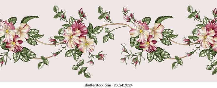 flower bunch border design stock illustration for textile print 