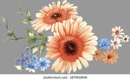 flower bunch textile print work