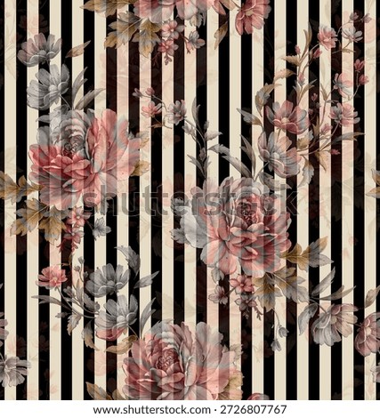 flower bunch and texture pattern illustration allover digital design , color background ,negative pattern