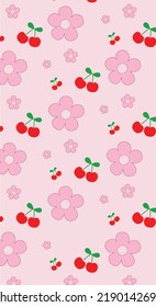 Flower And Cherry Pattern, Pink Flower Jpg.