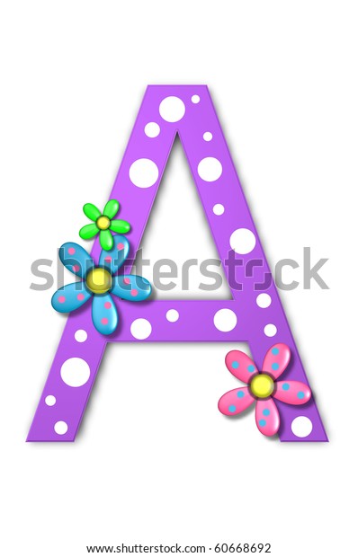 Flower Child Alphabet Set Polka Dotted のイラスト素材