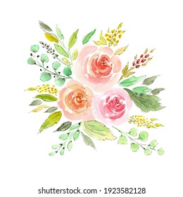 Flower Composition Watercolor Hand Drawing Illustration Stock ...