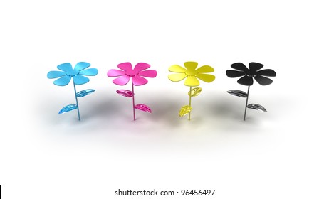 Flower Concept Of The Four Color Cmyk Model